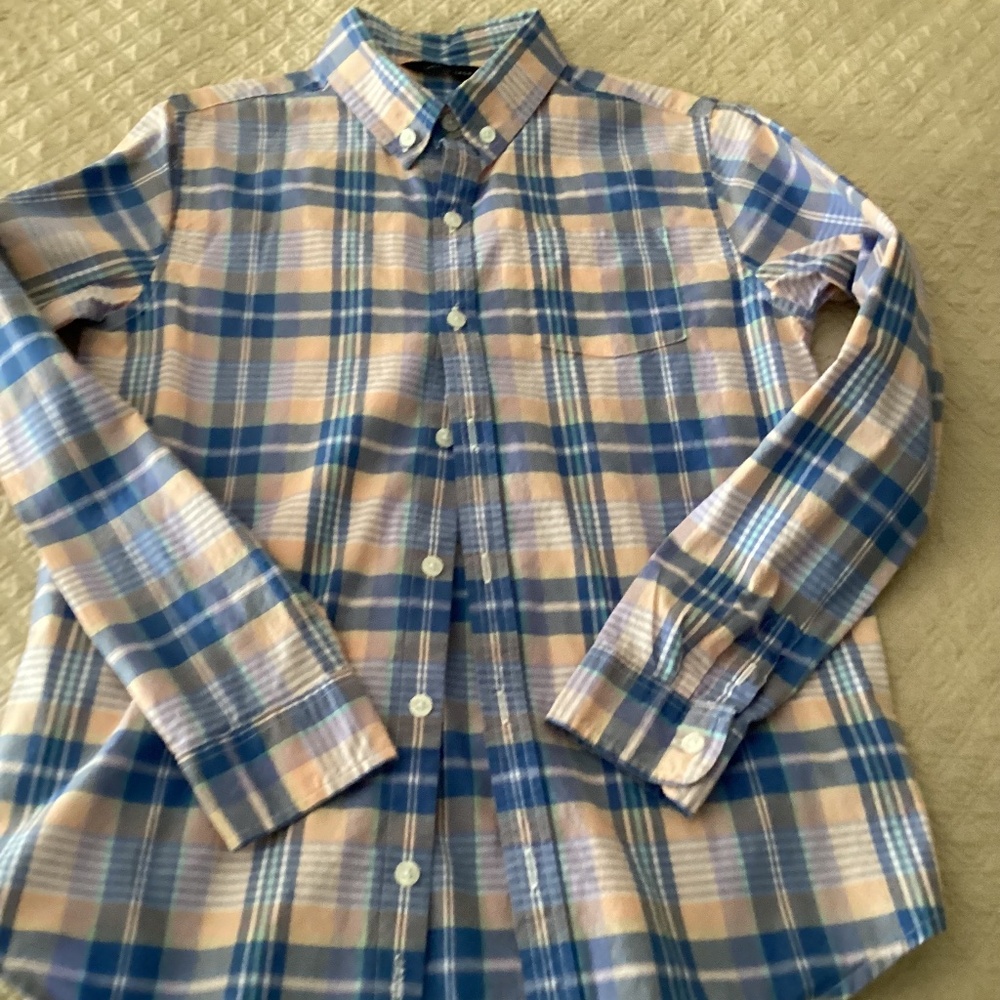 Janie and Jack boys size 16 multicolor plaid Oxford shirt